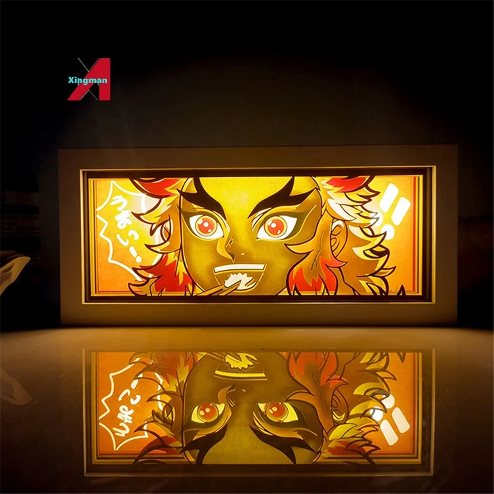 Demoned A Slayer Atmosphere Room Bedroom Night Remote Control Colorful Shadow Neon Paper Cut LED Art 3D Painting Anime Light Box