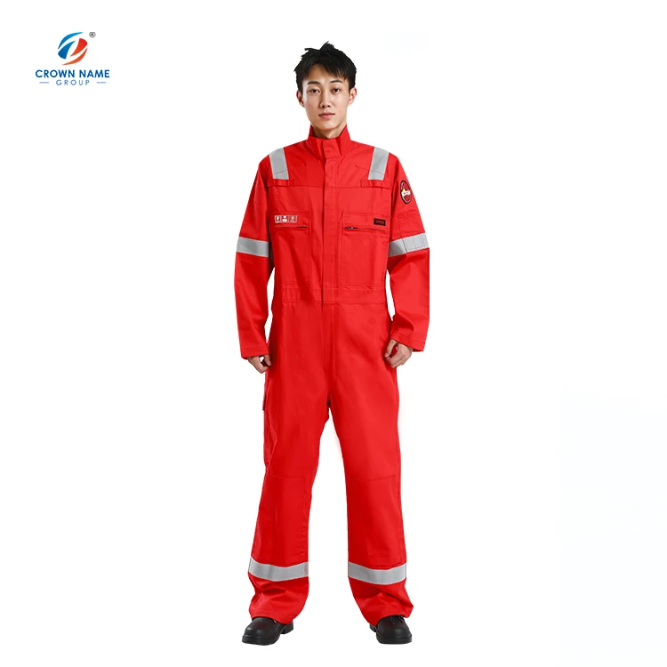 High visibility work wear uniform red wing coverall