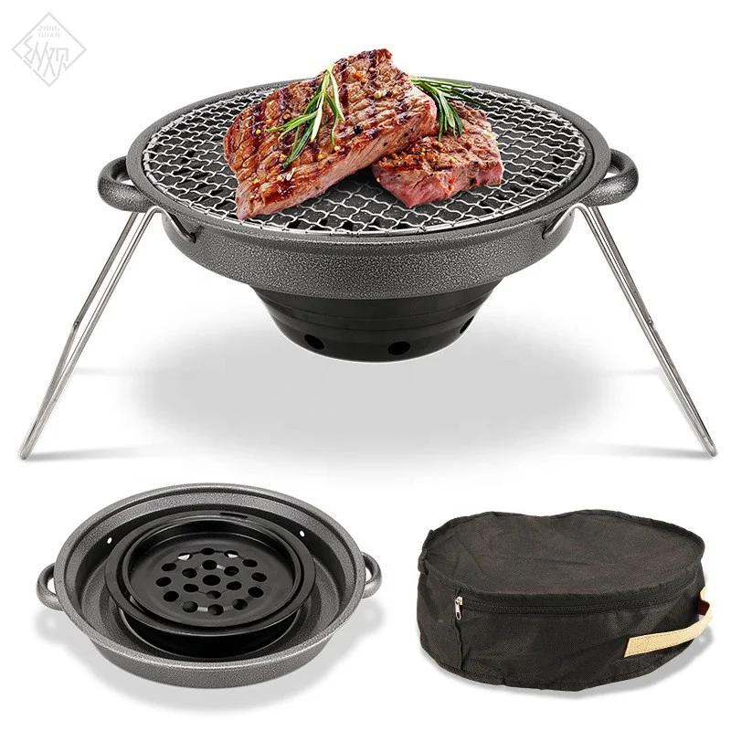 ZG Manufacturers for Korean outdoor household portable non stick charcoal barbecue oven folding grill medical stone baking tray