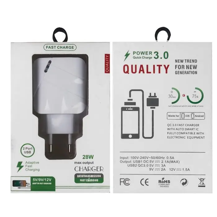Manufacture Light Qc 3.0 Adapter 20w USB Charger EU/US Plugs Wall Charger
