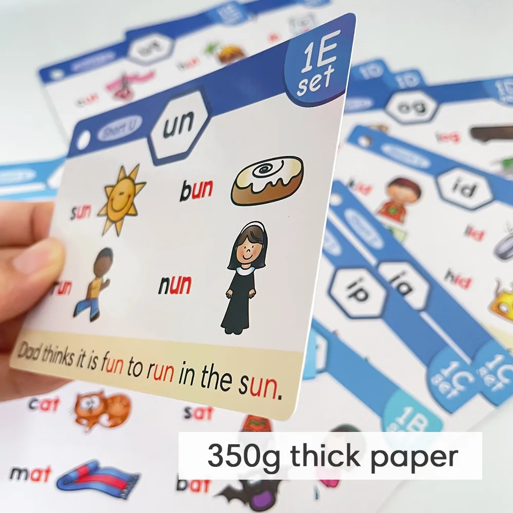 Kindergarten CVC Blends Long Vowel Sounds Learn to Spelling Reading Sight Words English Phonics Flash Cards