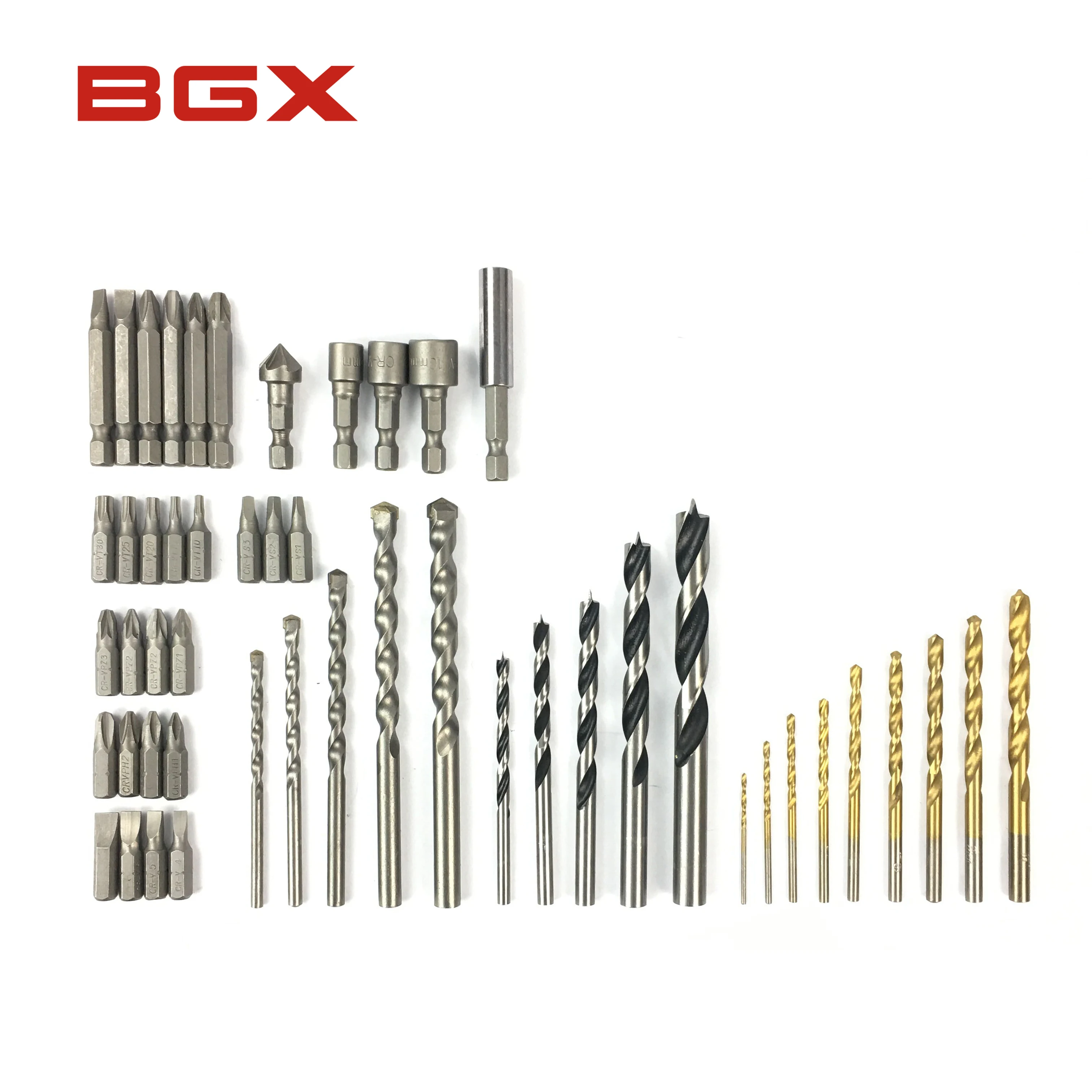 BGX 50pcs drill and bit set HSS accessories CRV home household C45 hand tool