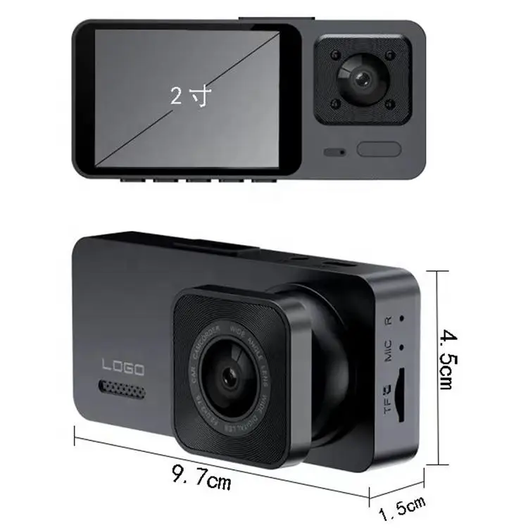 Hot seller 2MP Car Black Box Triple Camera 2 Inch 3 Lens Car Dvr 4K Hd 1080p Dash Cam Car Black Box