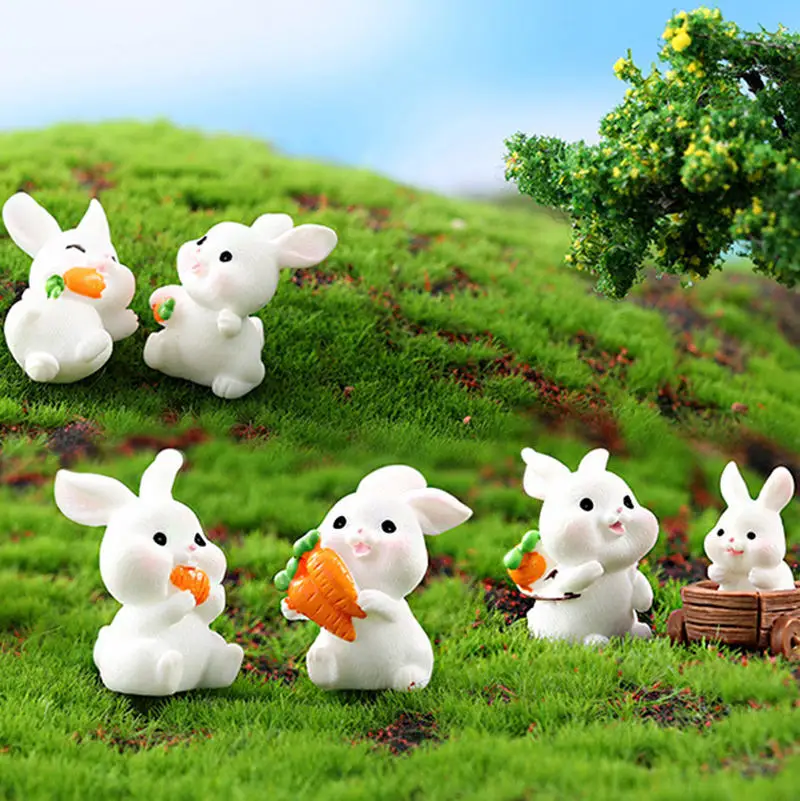 3D Resin Craft Animal Decorative Garden Gnome Ornament Landscape Props DIY Easter Rabbit Miniature