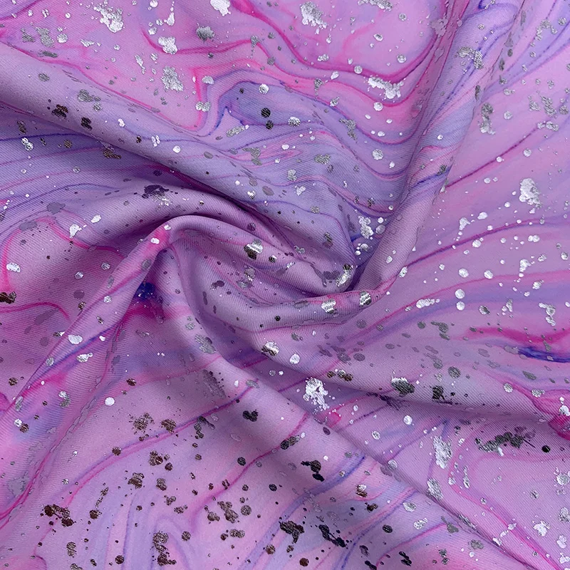 Hot selling customized color Nylon Spandex   digital printing Foil Silver Swim Wear  Fabric for swimwear