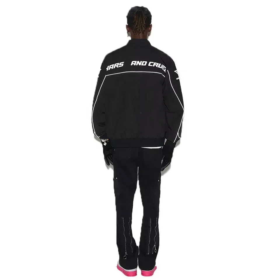 Custom Outdoor Jackets Tactical Soft Shell Jacket American Retro Motorcycle Stand Collar Windproof Oversize Racing Suit Jackets