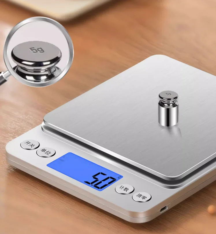 Household Kitchen Electronic Baking Gram Scale Gold LCD Display Digital Display Rectangle Battery Powered Jewelry Scale with Lid