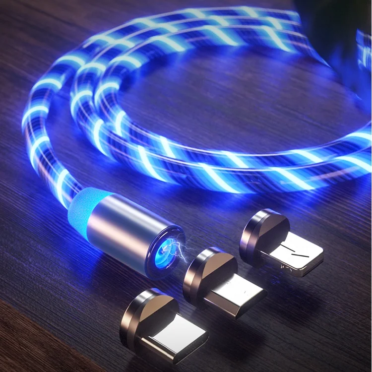  Оптовая продажа магнитный USB-кабель для быстрой зарядки аксессуары телефонов кабель USB Светодиодный светящийся Micro Lighting кабели передачи