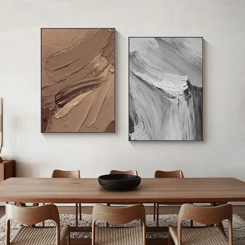 Abstract Minimalist Black And White Artwork 3D Textured Nordic Wall Art Decorative Paintings For Living Room
