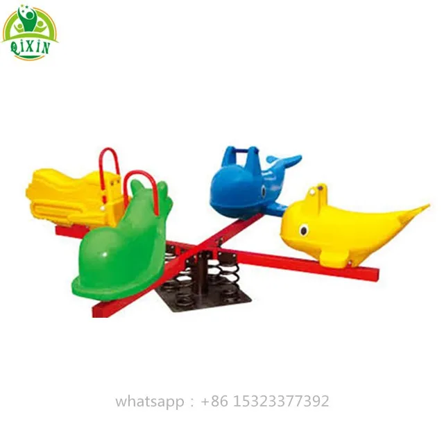 Colorful animals riders outdoor mental spring seesaw for 4 seats