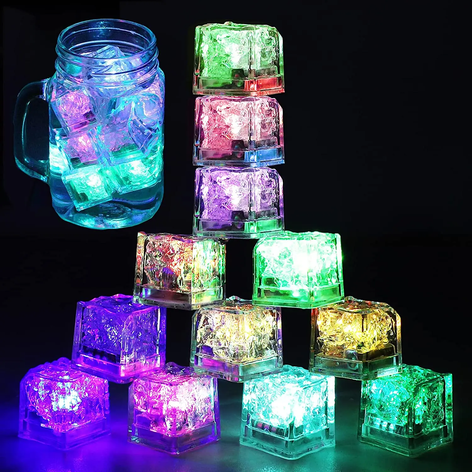 Best Led Glow Ice Cube Fast Slow Flashing Led Lights Glitter Light Up Ice Cube Led Ice Cubes For Party Bar Christmas