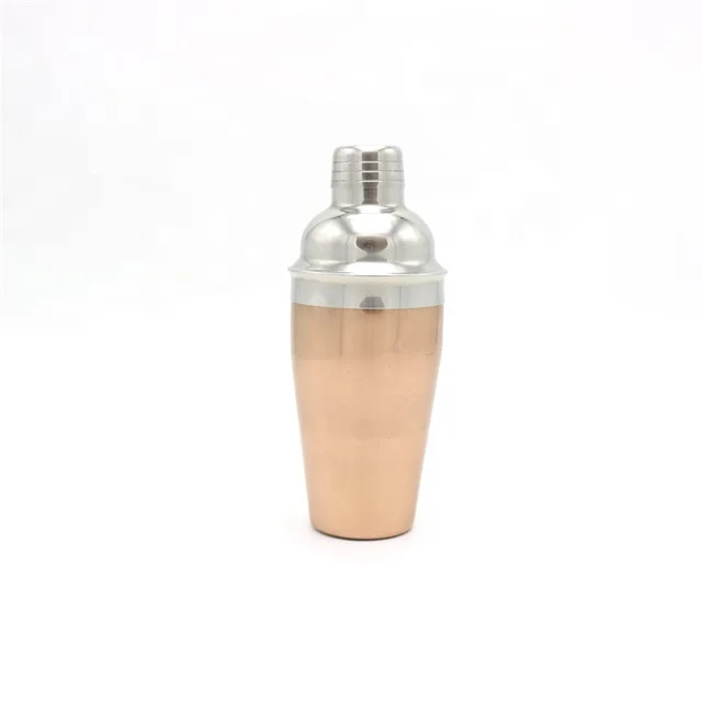 Professional 18oz 500ml Full PVD Rose Gold Copper Plated Bartender Mixology Cocktail Martini Mojito Drinks Mixing Cobbler Shaker