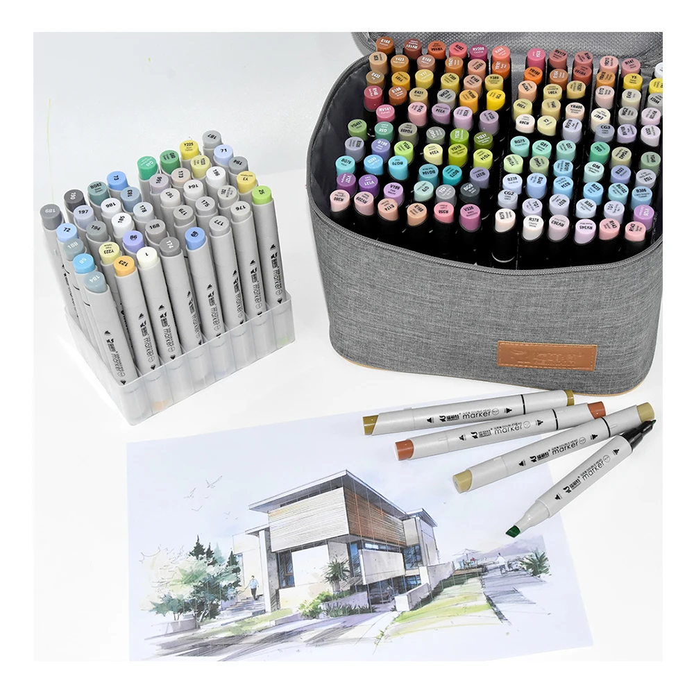 High quality superior 12 24 36 48 72 80 colors dual tip alcohol coloured marker sketch