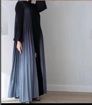 PROMISTAR 2024 Gradient Color Long Sleeves Handmade Pleated Outer Cover Slimming Large Robe Traditional Muslim Fashion Abaya