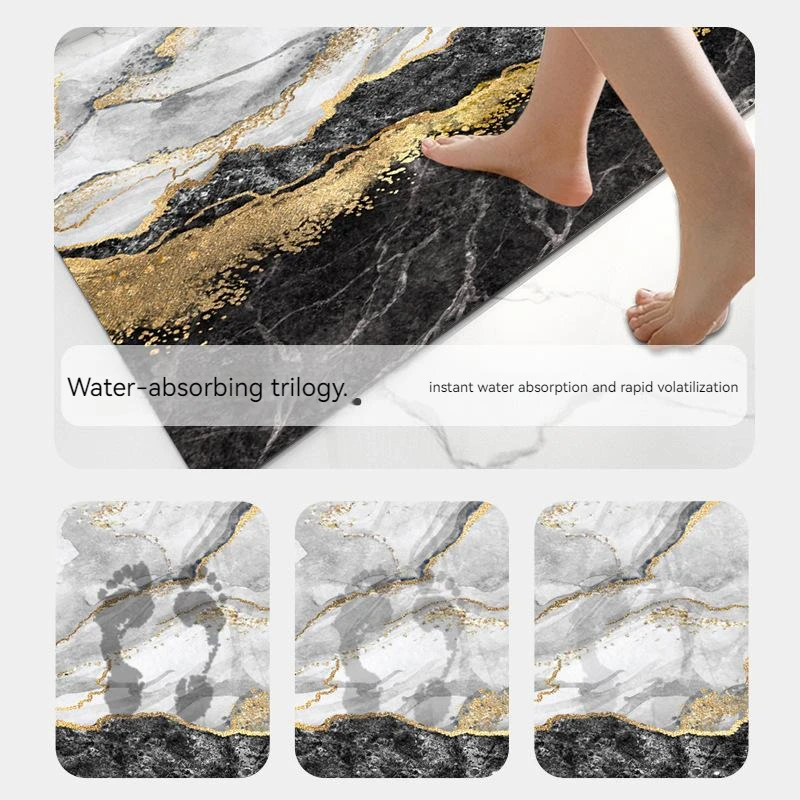 Marble Design Soft Diatomite Absorbent Easy Clean Shower Foot Rugs Diatom Mud Eco Friendly Bath Mat
