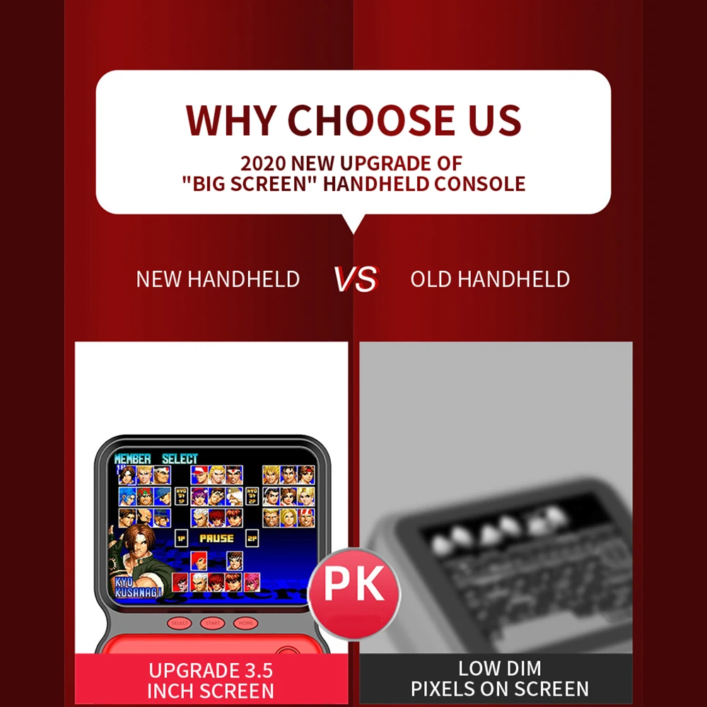 
Handheld Game console with screen, Retro Mini Game Console with direction stick, 900 Classical FC retro Games with extension 