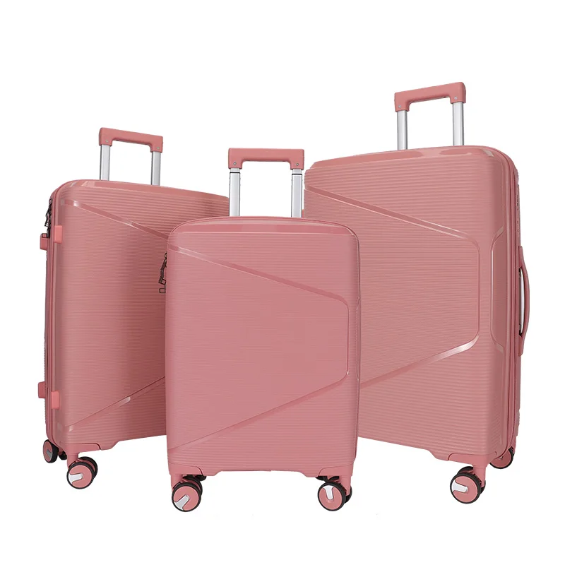 OMASKA Custom PP Luggage Set Women 3 Pcs Trolley Bag Spinner 4 Wheels PP Suitcase