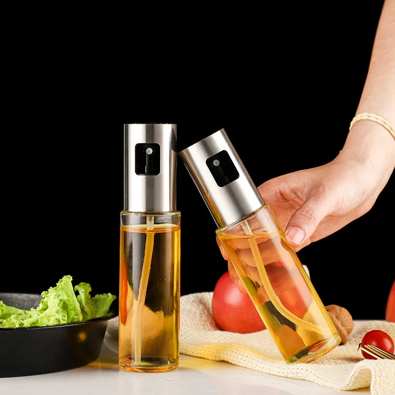Glass Oil Spray Household kitchen Press-type Barbecue Glass Oil Spray Bottle Edible Olive Oil Spray