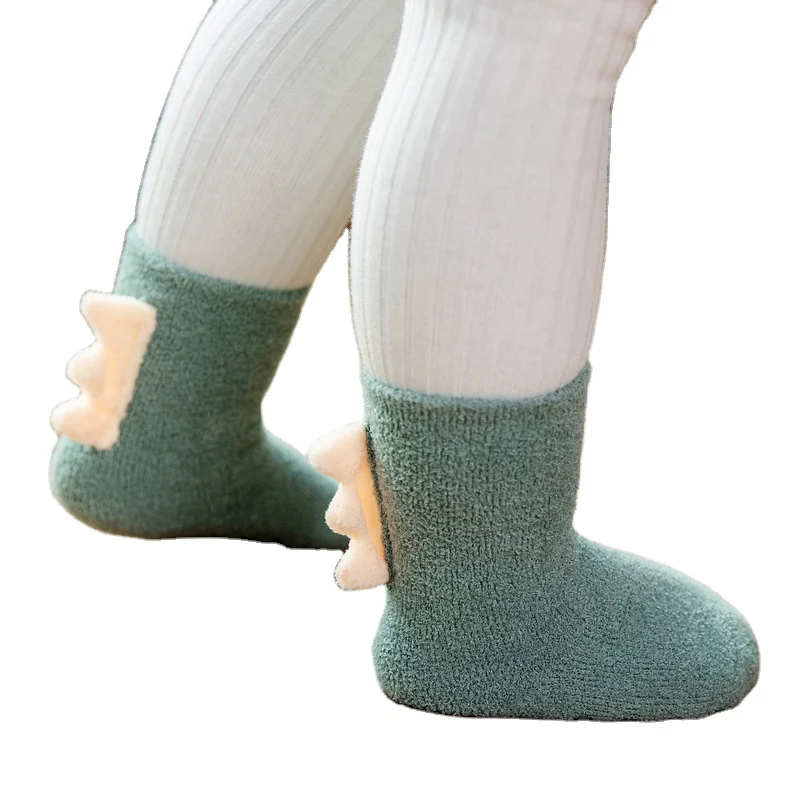 
Winter Thick Baby Girls Sleep Coral Baby Socks Color Floor socks Dinosaur 