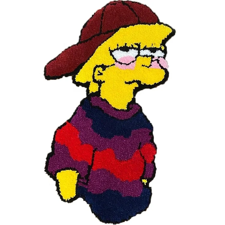 Cartoon Moody Lisa  Maggie--Trippy Margaret Evelyn Lenny Rug
