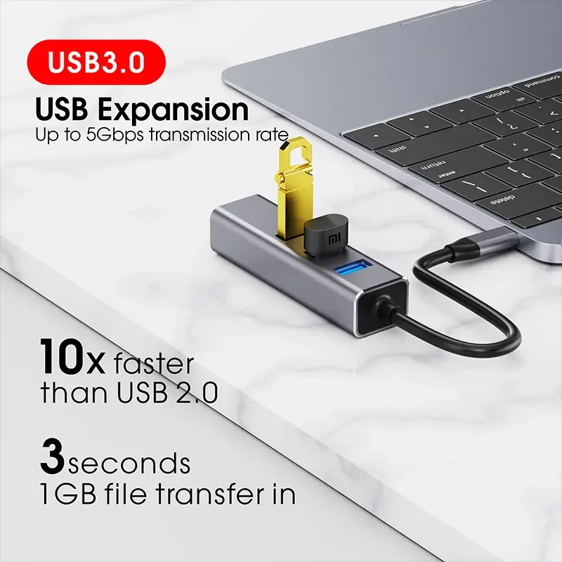 Mindpure USB 2.0 3.0 to rj45 adaptor type c to lan usb c gigabit Ethernet adapter Converter 4 in 1 hub with Ethernet