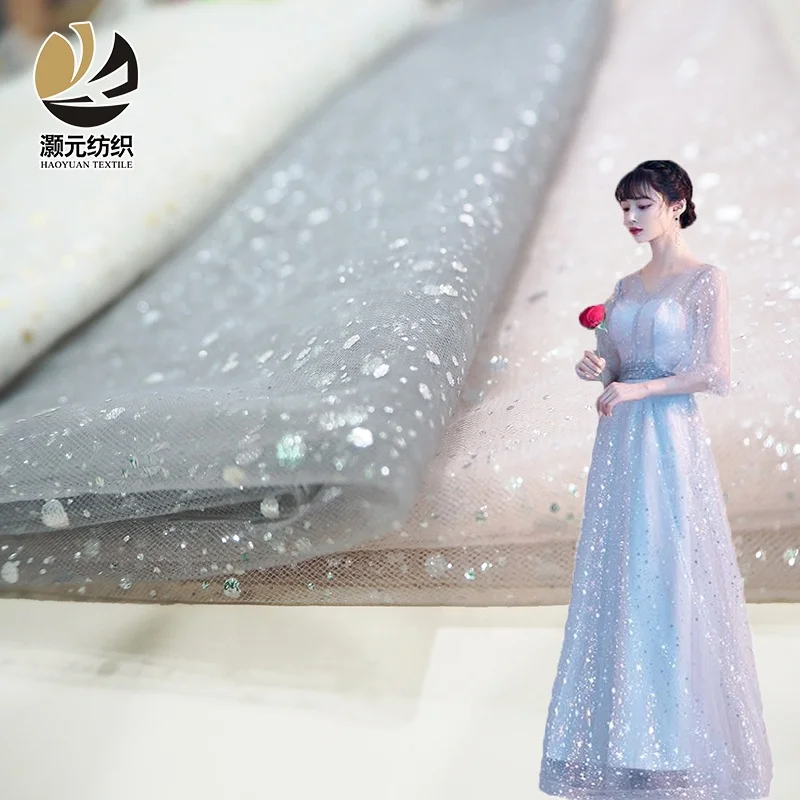 polyester  polka dot bronzing tulle clothing material party gauze dress fabric