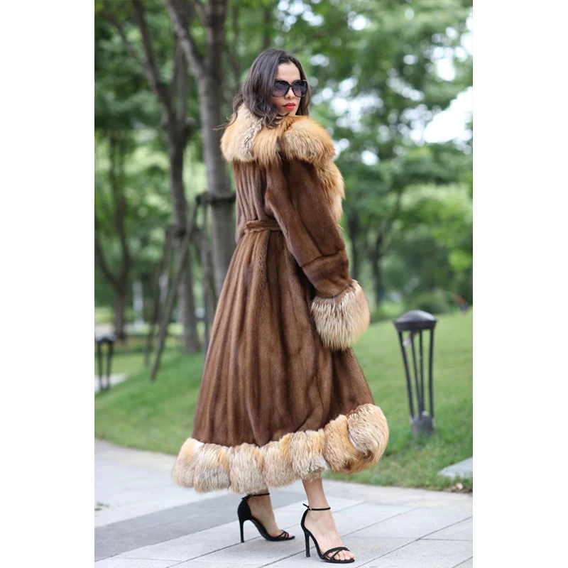 2021 new hot sale winter European imported mink fox fur coat men and women full mink super long