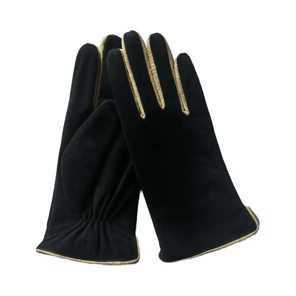 Hot sales high quality new style genuine leather fashion dress gloves for ladies pig suede leather gloves low rate price