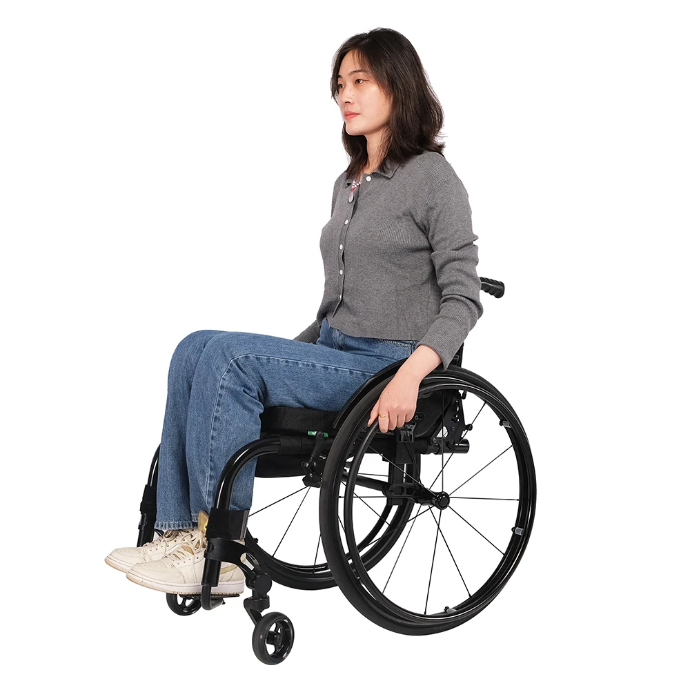 Sport Wheelchair to Buy Best Seller Manual Folding Black Rehabilitation Therapy Supplies 12 Kgs 100 Kgs JBH