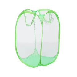 High capacity folding dirty clothes basket mesh laundry wash bag