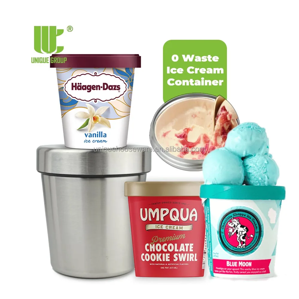 16oz Ice Cream Pint Double Wall Vacuum Insulated Stainless Steel Ice Cream Canteen Container