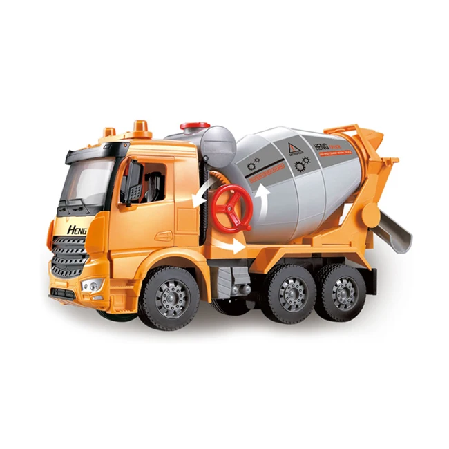 Friction Inertial Engineering Car Cement Mixer Truck Toy with Light and Sound