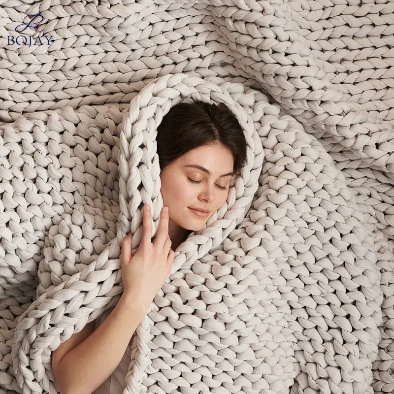 Soft Cotton Material Premium Weighted Blanket Throw Heavy Cooling Chunky Knitted Cooling Weighted Blanket