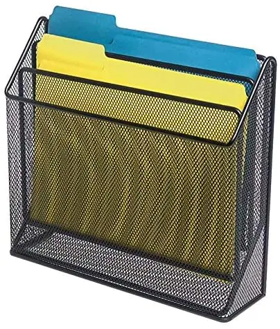 
Office 3 Tiers Black File Folder Organizer Mesh Modern Desk Sorter Organizer 