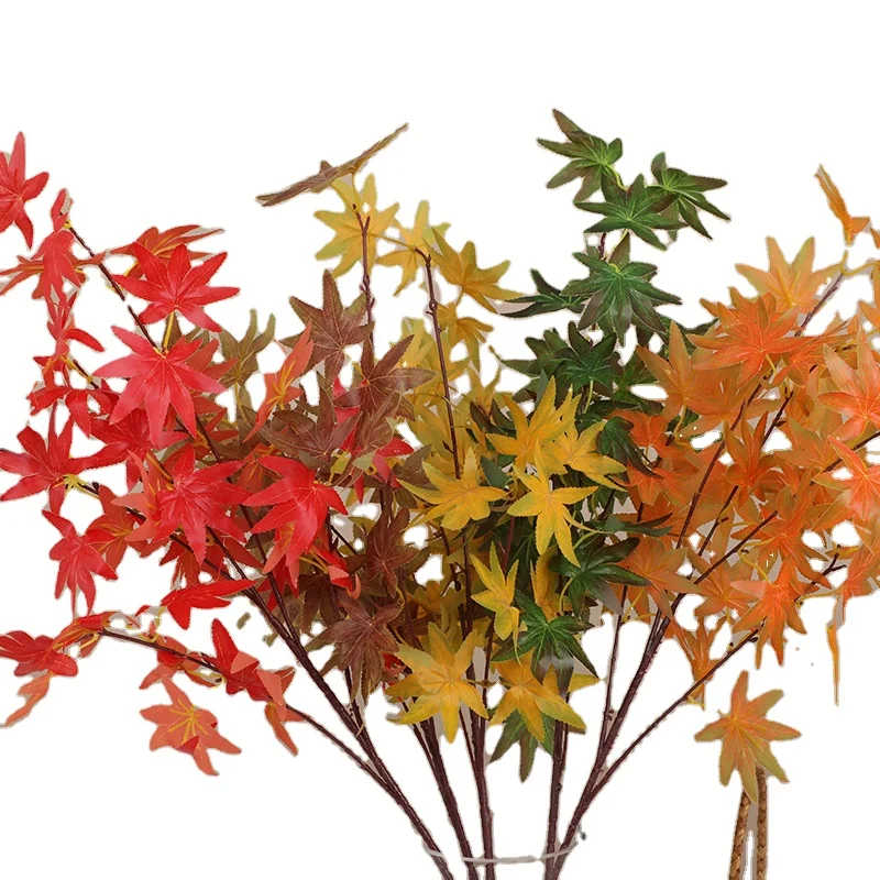 Simulated Red Maple Branch Artificial Plastic Maple Leaf Branch Used for home  wedding party  Decoration