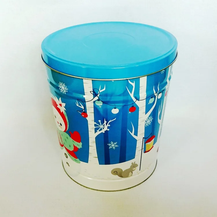 Wholesale Food grade Metal Round  Hallowmas USA Market New Design Empty Popcorn Tin Can Coffee Bscuit Box Cookie Can