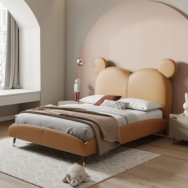 Minimalist design beds for children bedroom furniture set queen bed frame girls boy kids double bed