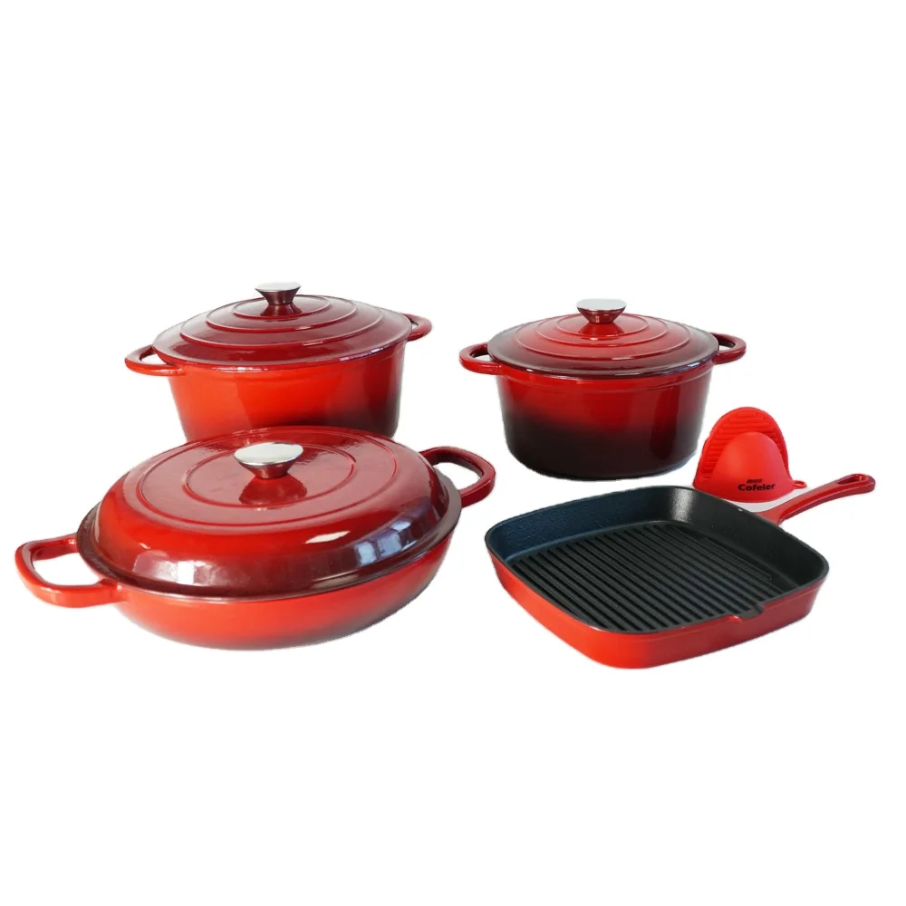 Chuihua 7 Pcs High Quality Csat Iron Nonstick Pots And Pans Kitchen Ware Cooker Enamel Non Stick Cookware Sets For Home Cooking