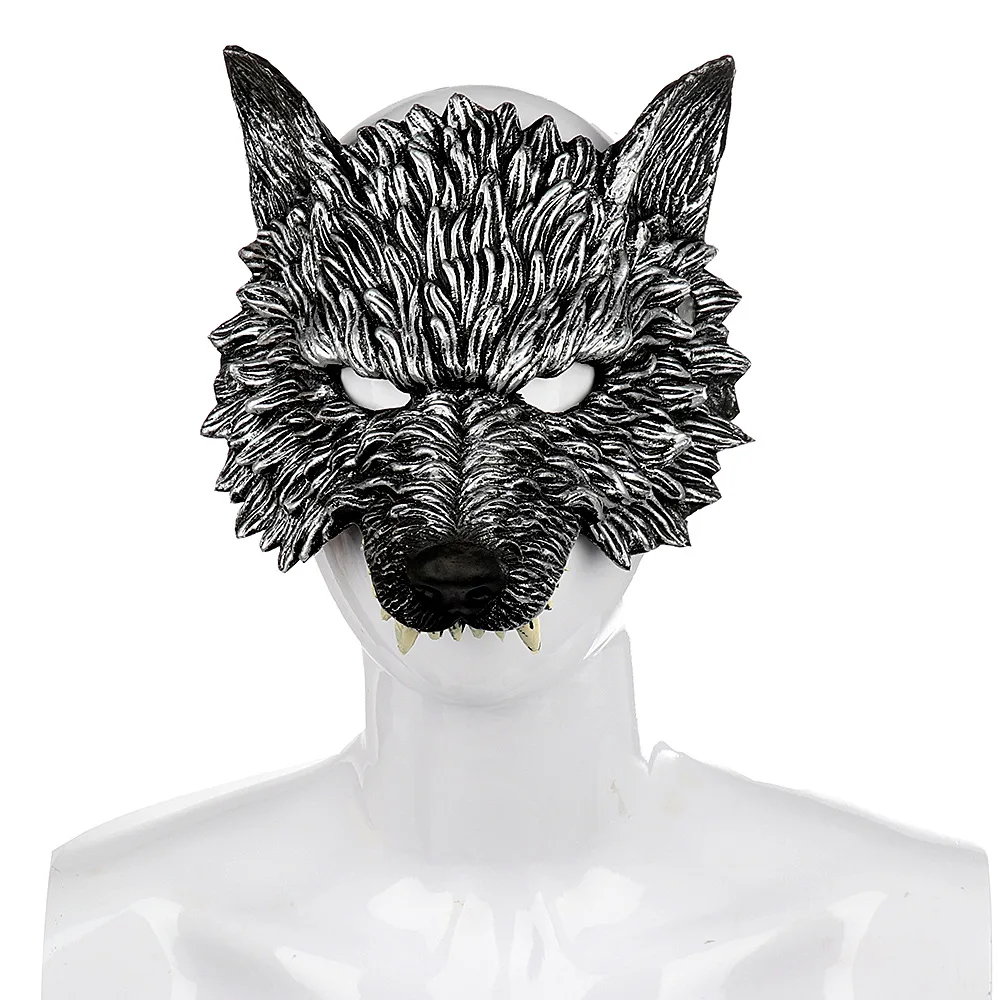 Halloween 3D Wolf Mask Animal Masquerade Cosplay Costume Pu Foamed Werewolf Face Masks