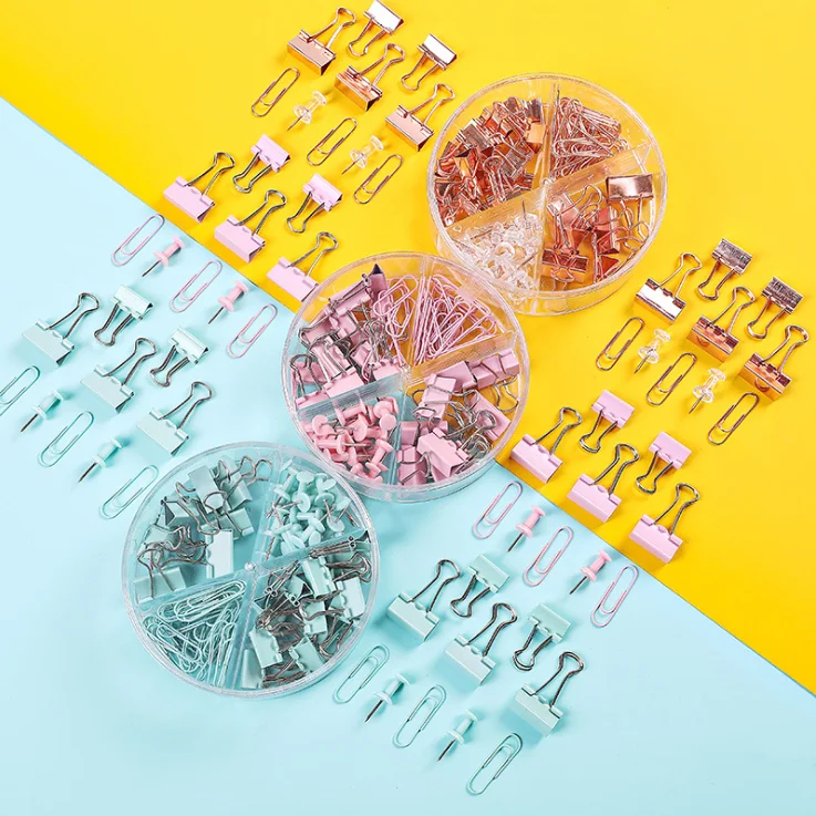 Зажимы для бумаги зажимы наборы заметок букв билетов закладок скрепок с держателем коробки офиса школы поставщик