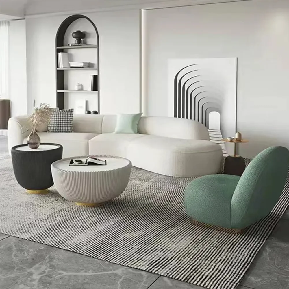 Italian cloud velvet sofa set shaped curved light luxury  modern corner sofa bed