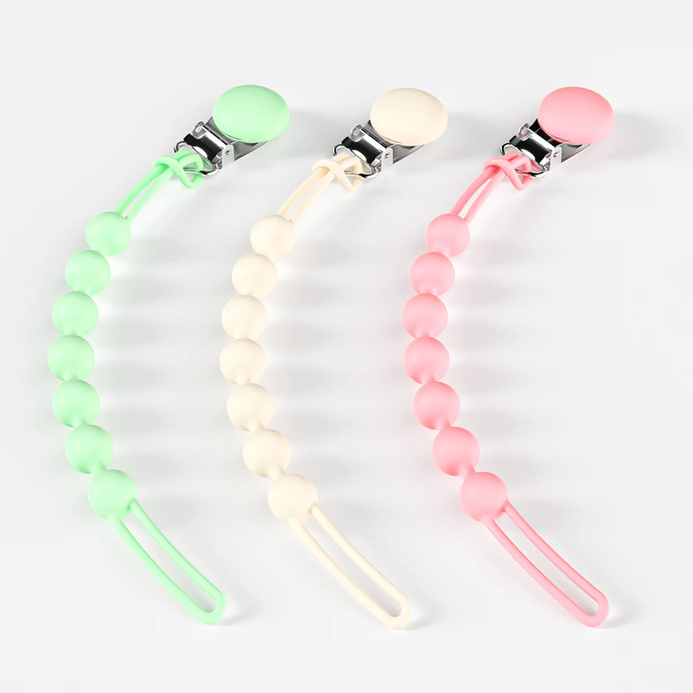 Wholesale One Piece Design Soft Flexible 4 Pack Pacifier Strap Dummy Clips Silicone Pacifier Clip Holder for Baby Boy and Girl