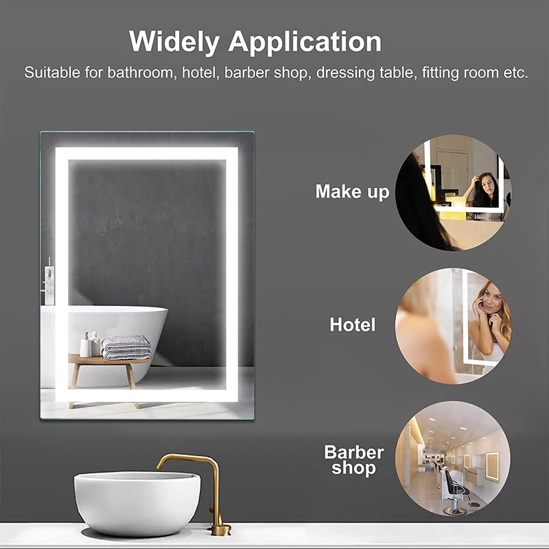 High Standard 5mm Copper-free Silver Mirror Backlit Light Led Customized Smart Bathroom Mirrors