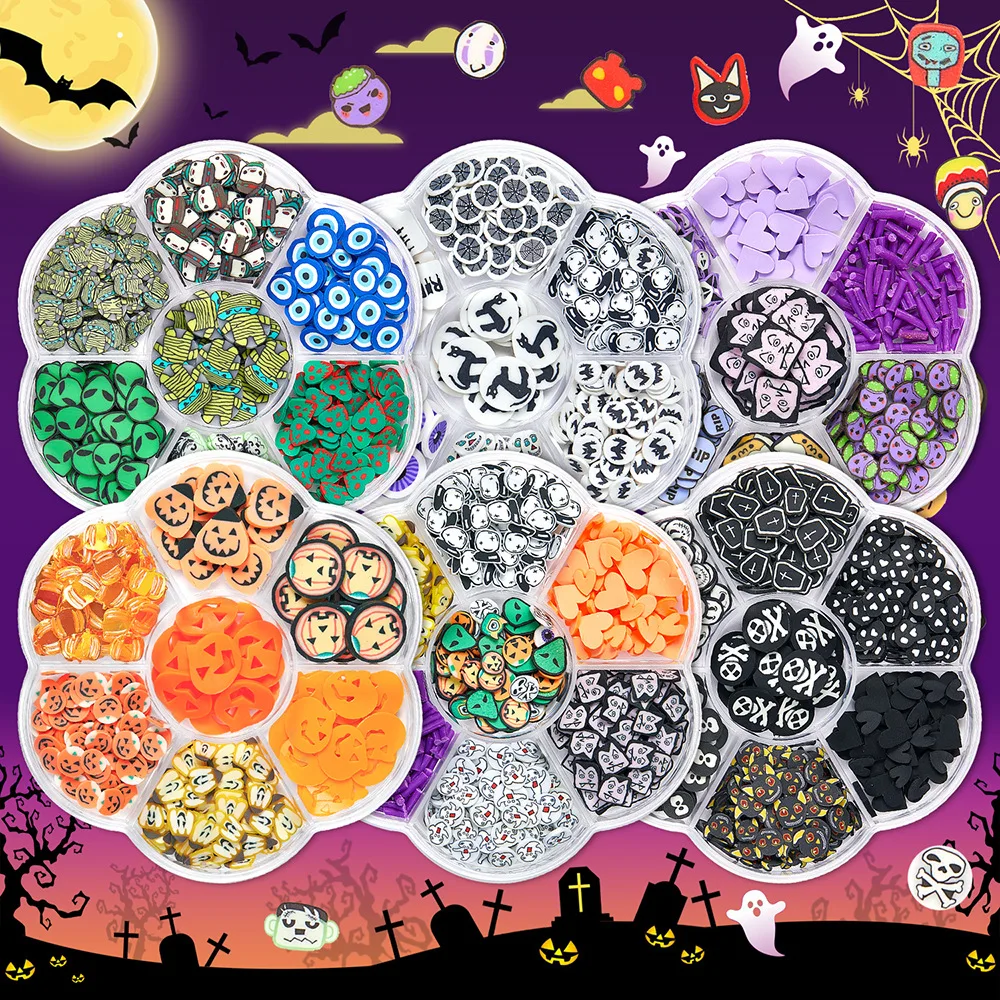 2022 New design 7 Grids Halloween Easter Polymer Clay Sprinkles Mix Clay Slices For Slime Filler DIY Craft Nail Art Decoration (1600576644754)