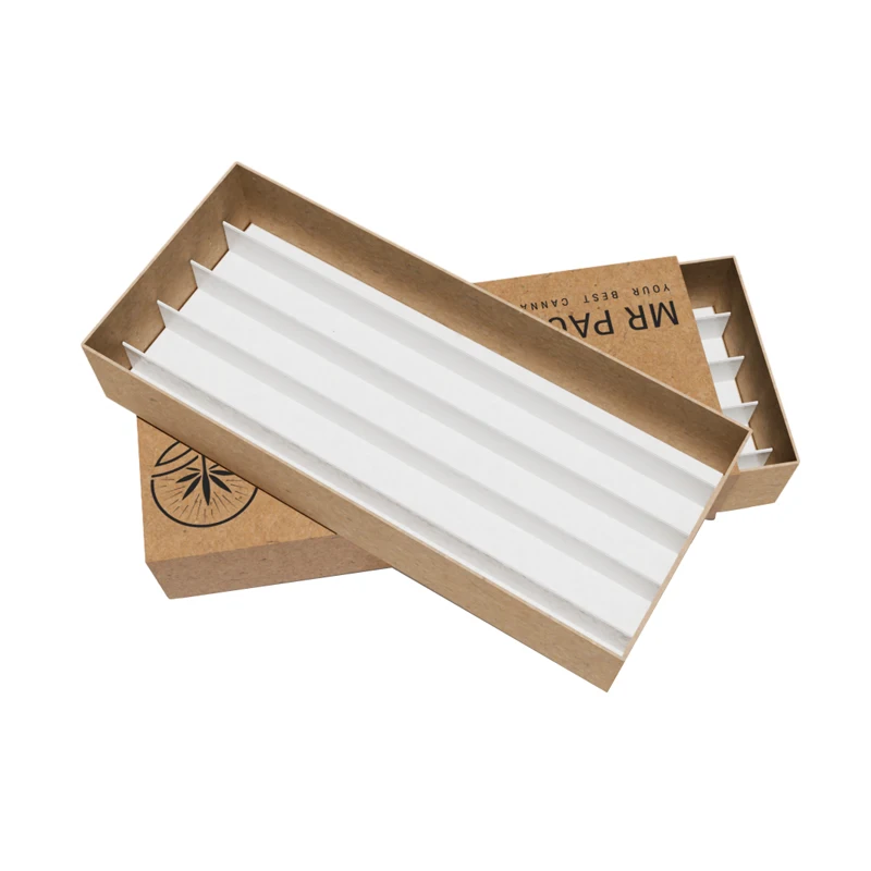 Premium Pre Stash Box Smell Proof Roll Pull Sustainable Eco Packaging Compostable Paper Box with Dividers