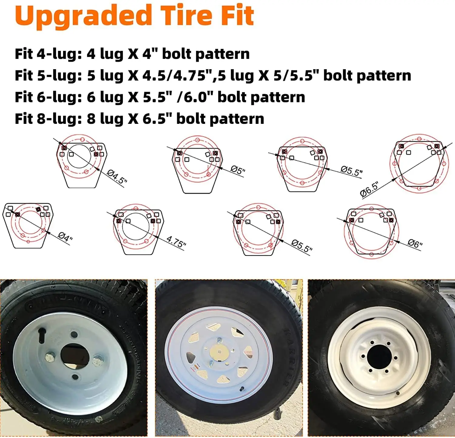 Fits Most 4 & 5 & 6 Lugs Wheels Spare Tire Carrier Powder Coat Steel Upgraded Trailer Spare Tire Mount