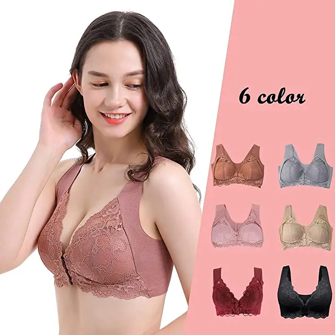 Кружевной бюстгальтер в стиле пэчворк с широкой застежкой спереди, нижнее белье, эластичные бретельки, цельный жилет с передней застежкой, бюстгальтер большого размера