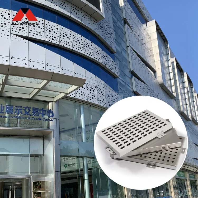 ALUMTIMES Solid Facade Panel PE / PVDF Aluminum Alloy Punching Aluminum Veneer Perforated Corrugated Metal Panels