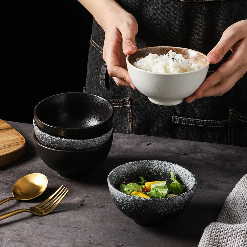 Japanese Style Stoneware Fashion 4.5 Inch Small Soup Bowl Ceramic Rice Bowl