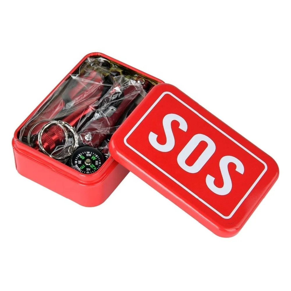 Low price first aid box iron outdoor travel hiking camping red compact SOS first aid kit metal box